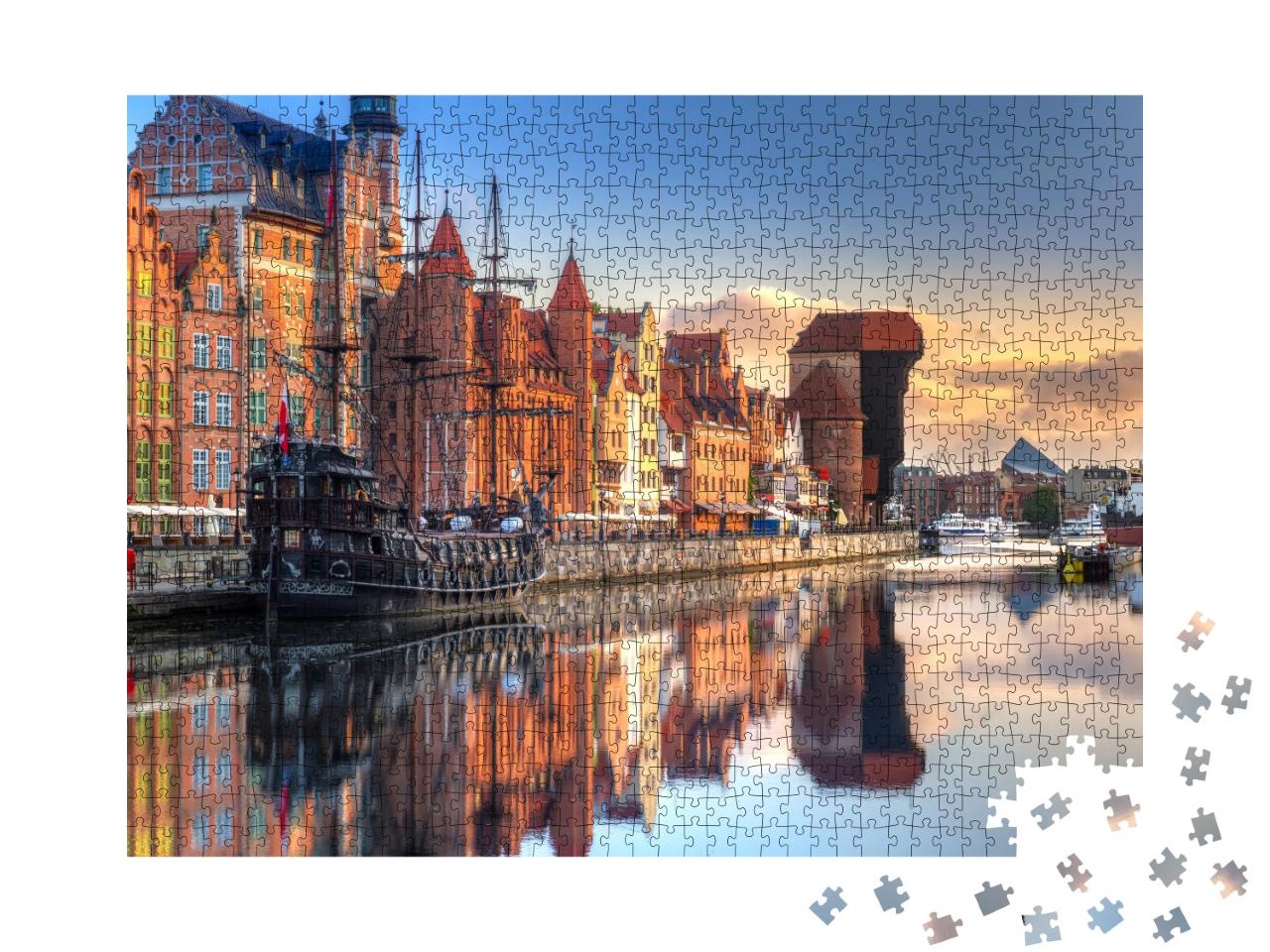 Puzzle de 1000 pièces « Lever de soleil sur Gdansk sur la Motlawa, Pologne »