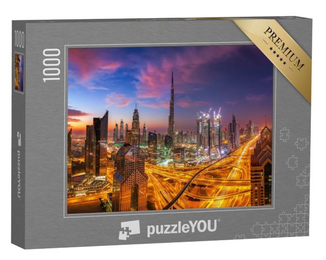 Puzzle de 1000 pièces « Skyline de Dubaï au coucher du soleil »