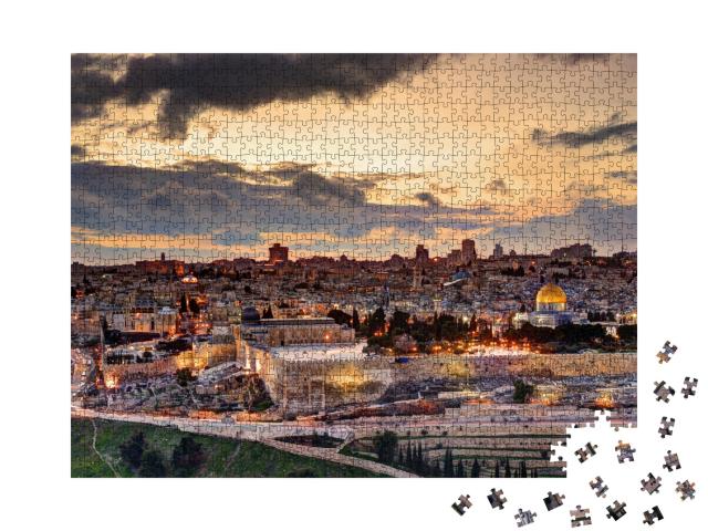 Puzzle de 1000 pièces « Jérusalem : ambiance calme le soir sur la vieille ville »