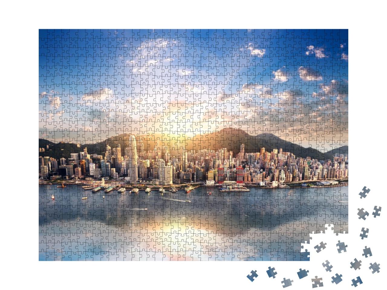 Puzzle de 1000 pièces « Coucher de soleil sur Hong Kong »