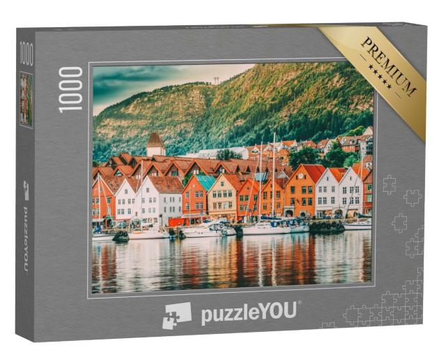 Puzzle de 1000 pièces « Les maisons historiques de Bergen, Norvège, patrimoine mondial de l'UNESCO »