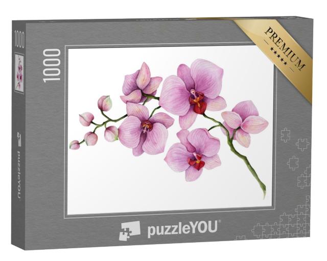 Puzzle de 1000 pièces « Une branche d'orchidée sur fond blanc »