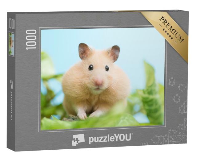 Puzzle de 1000 pièces « Hamster doré entouré de feuilles vertes »