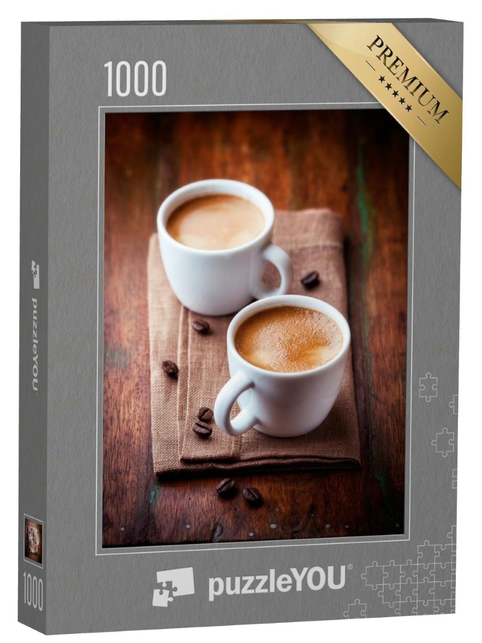 Puzzle de 1000 pièces « Deux tasses d'espresso fraîchement préparé »