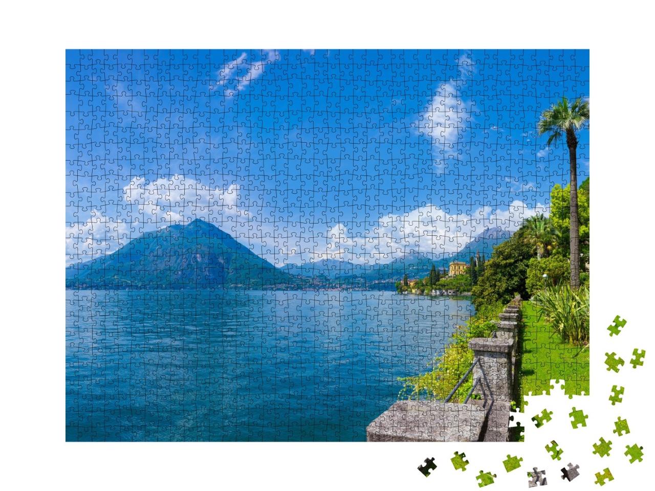 Puzzle de 1000 pièces « Panorama ensoleillé sur le lac de Côme »