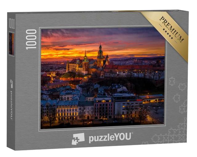 Puzzle de 1000 pièces « Aube sur le château de Wawel, Cracovie, Pologne »