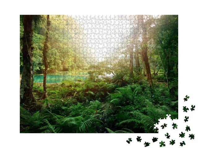 Puzzle de 1000 pièces « Mystérieuse jungle maya, parc national Semuc Champey Guatemala »
