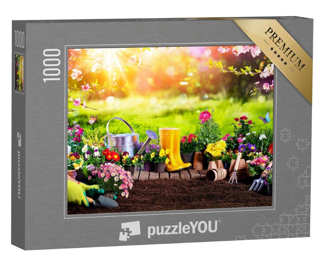 Puzzle de 1000 pièces « Jardinage de printemps dans un jardin ensoleillé »