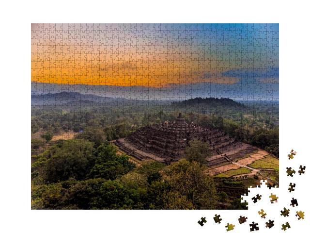 Puzzle de 1000 pièces « Magnifique vue aérienne du temple de Borobudur, Java, Indonésie »