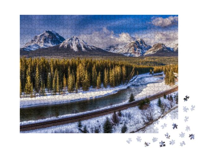 Puzzle de 1000 pièces « La courbe de Morant : Photo d'hiver prise dans le parc national de Banff, Alberta, Canada »