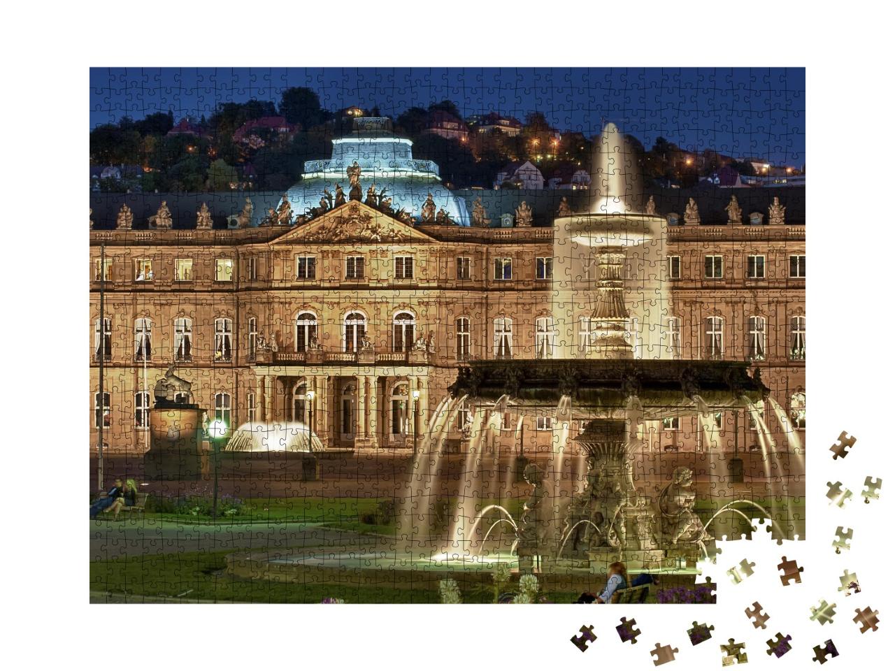 Puzzle de 1000 pièces « Fontaine du "Neuen Schloss" Stuttgart, Allemagne »