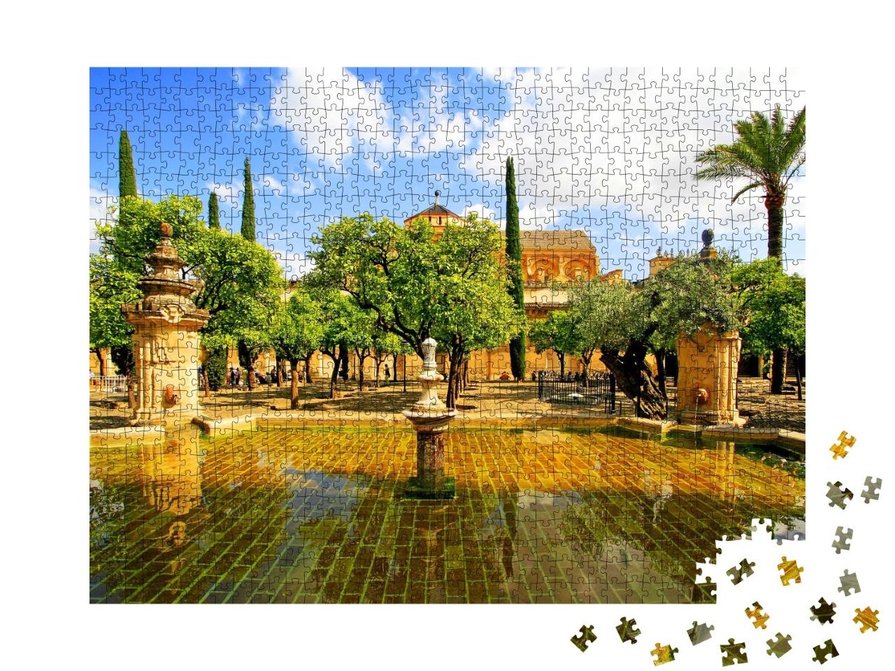 Puzzle de 1000 pièces « Fontaine dans le patio de la cathédrale de la Mezquita à Cordoue, Andalousie »