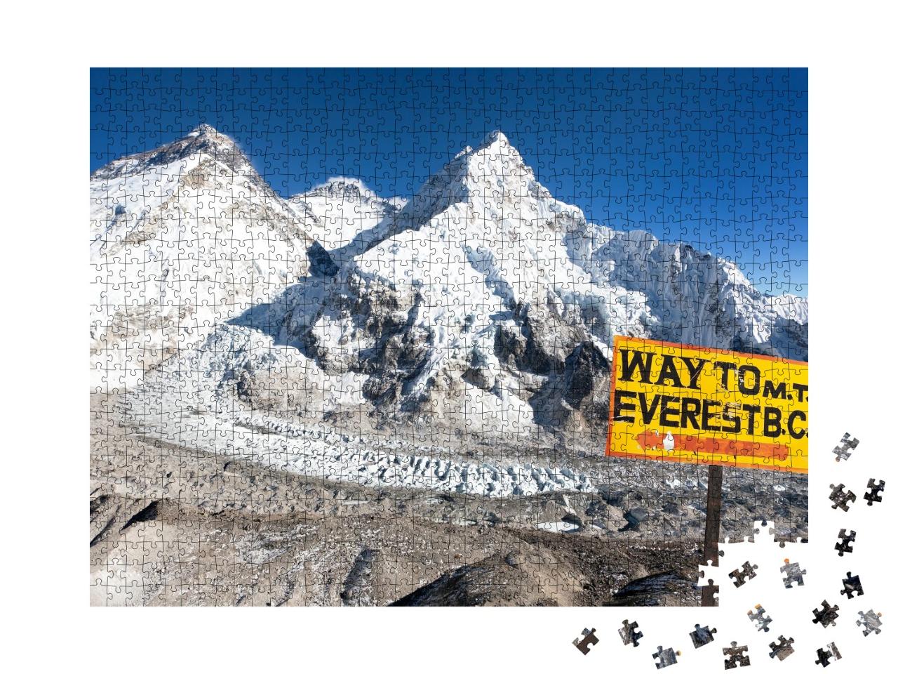Puzzle de 1000 pièces « Panneau indicateur du camp de base du mont Everest, Népal »