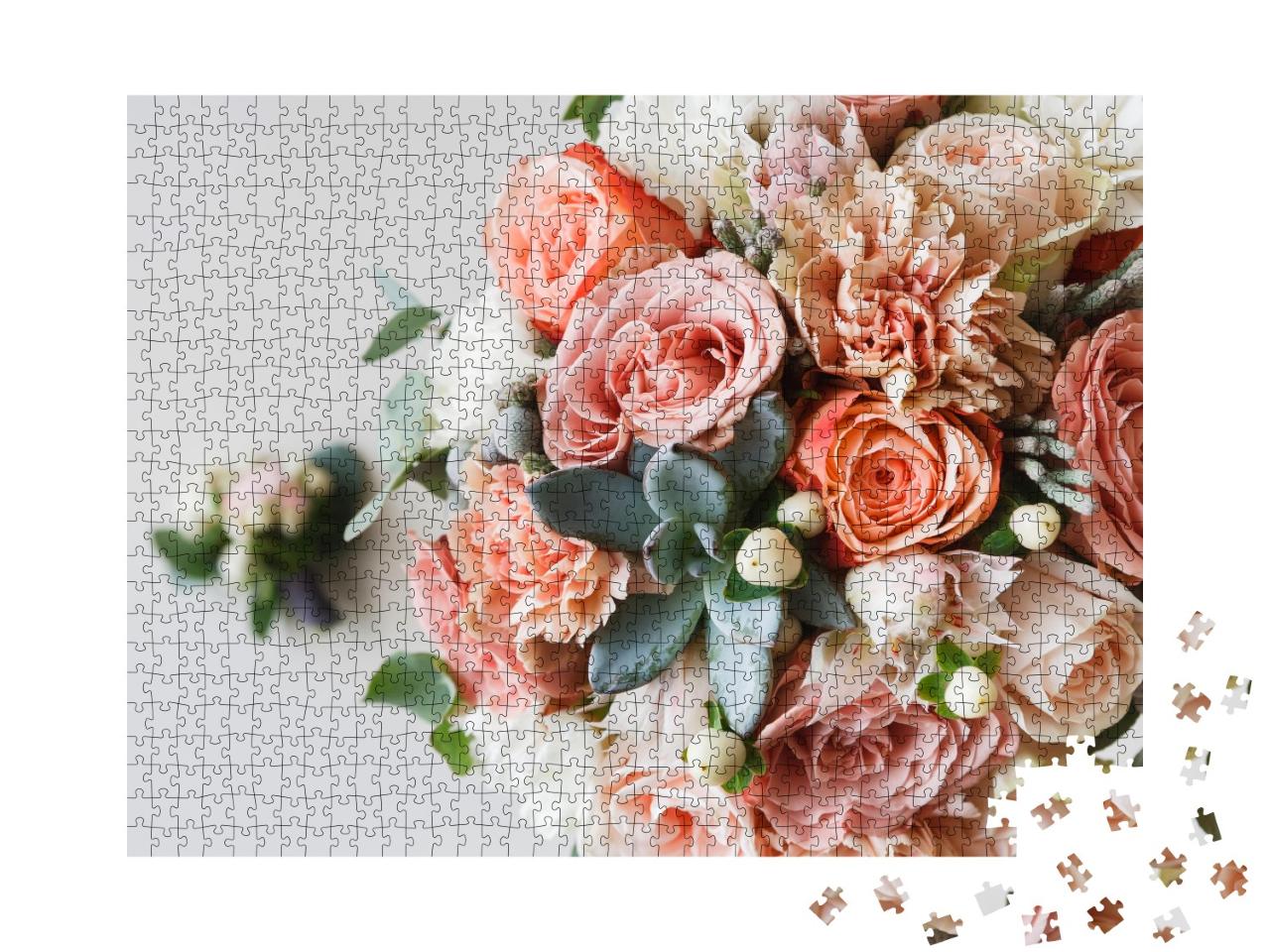 Puzzle de 1000 pièces « Bouquet de mariage de roses, pivoines »