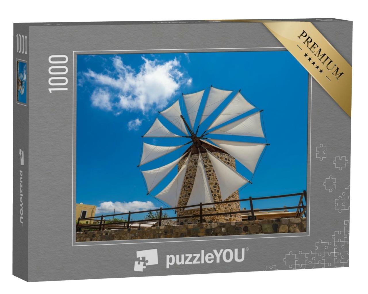 Puzzle de 1000 pièces « Le vieux moulin à vent à Antimachia village Kos île Grèce »