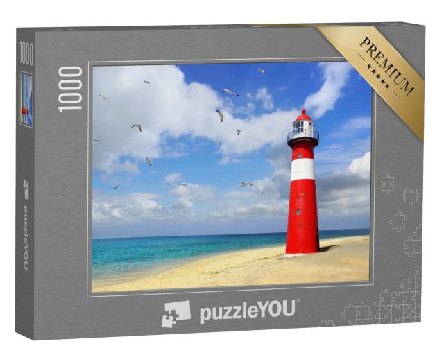 Puzzle de 1000 pièces « Magnifique phare sur la plage de Westkapelle, Pays-Bas »