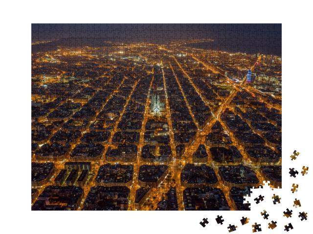 Puzzle de 1000 pièces « Barcelone de nuit, Espagne »