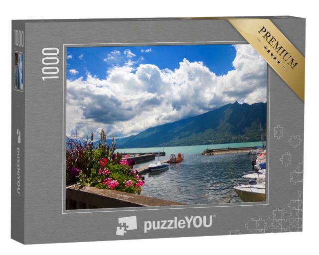 Puzzle de 1000 pièces « Vue du paysage depuis le lac du Bourget en Savoie, France, ville d'Aix-les-Bains »