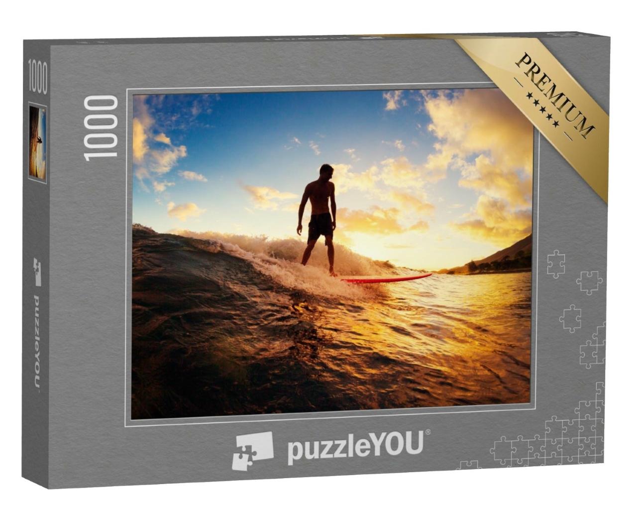 Puzzle de 1000 pièces « Surfeur au coucher du soleil »