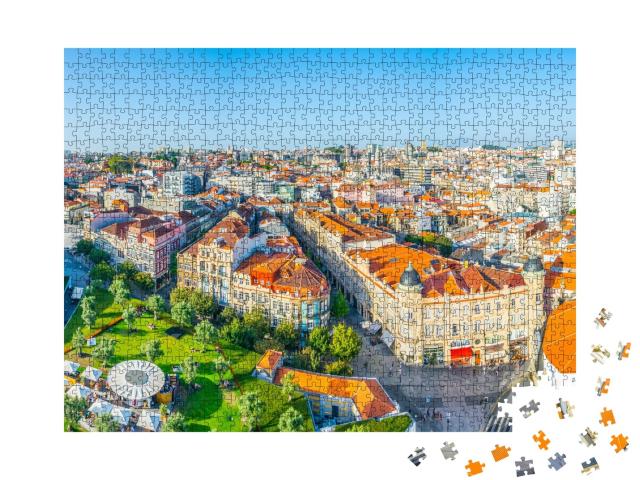 Puzzle de 1000 pièces « Vue aérienne de la Praca de Lisboa à Porto, Portugal »