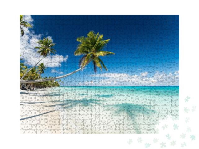 Puzzle de 1000 pièces « Sable blanc sur la plage de Fakarava en Polynésie française »