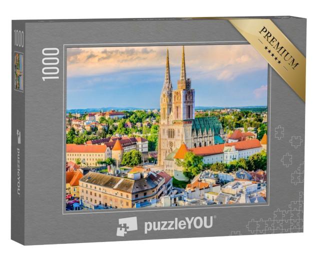 Puzzle de 1000 pièces « Cathédrale de Zagreb : Vue aérienne de la Croatie »