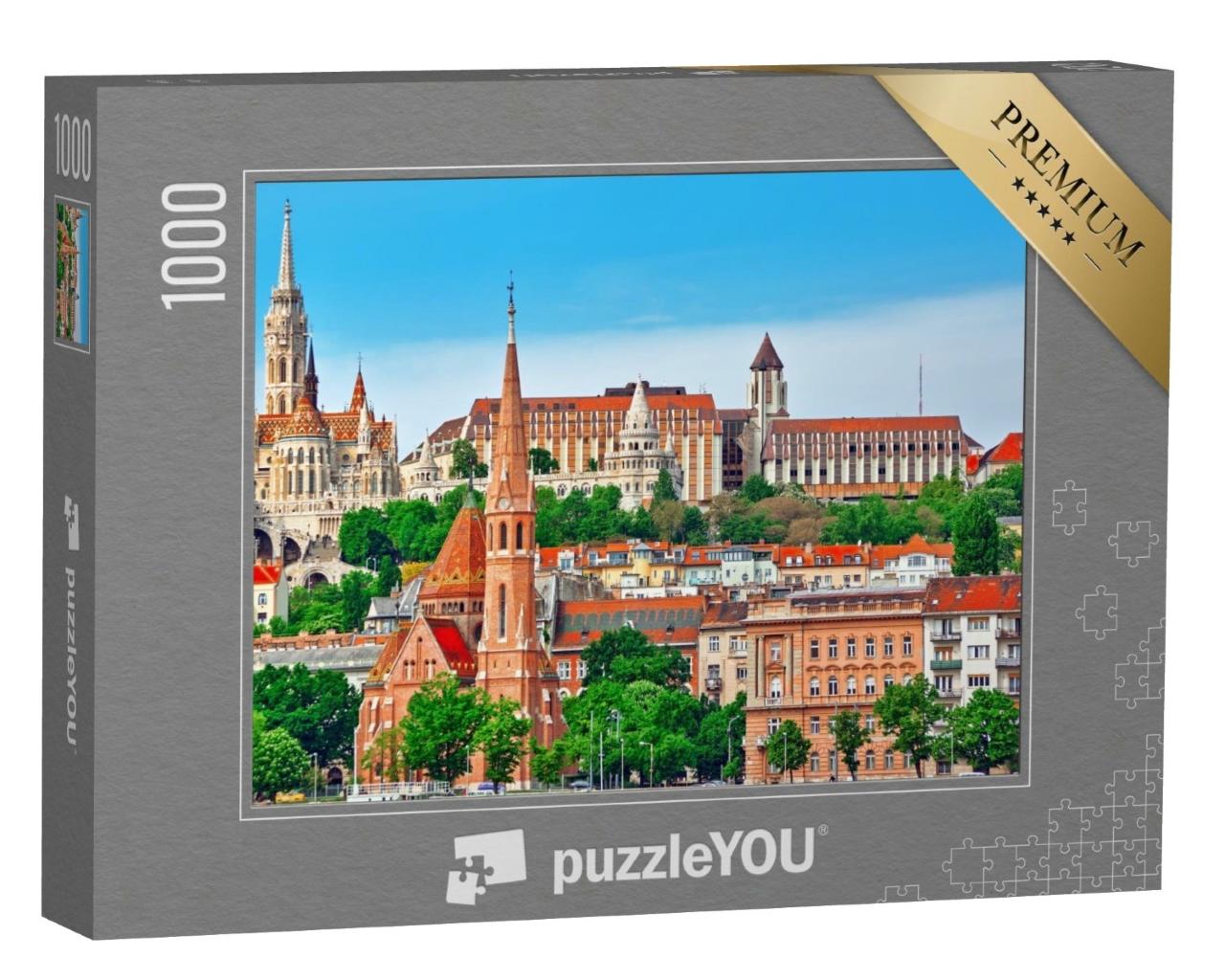 Puzzle de 1000 pièces « Église Saint-Mathias, Bastion des pêcheurs avec vue sur le Danube, Budapest, Hongrie »