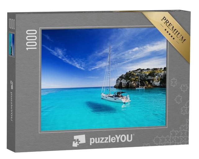 Puzzle de 1000 pièces « Baie turquoise avec des voiliers, île de Minorque, Espagne »