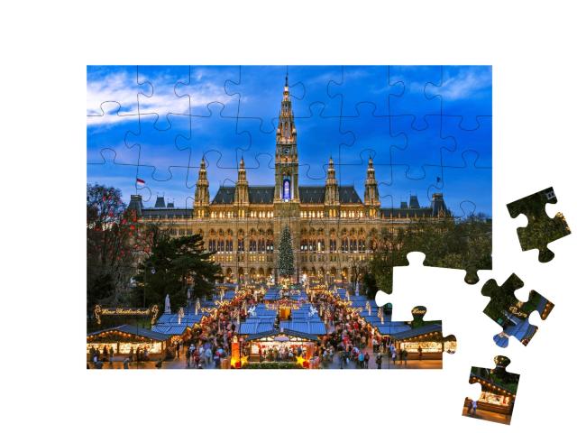 Puzzle de 48 pièces « Marché de Noël à Vienne, motif hivernal »