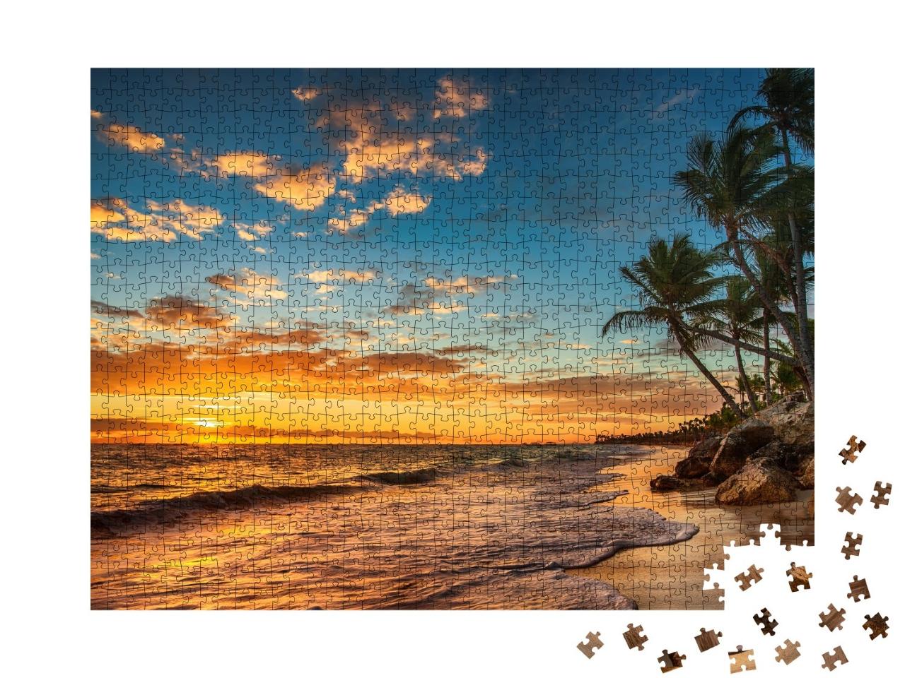 Puzzle de 1000 pièces « Lever de soleil sur une île tropicale »