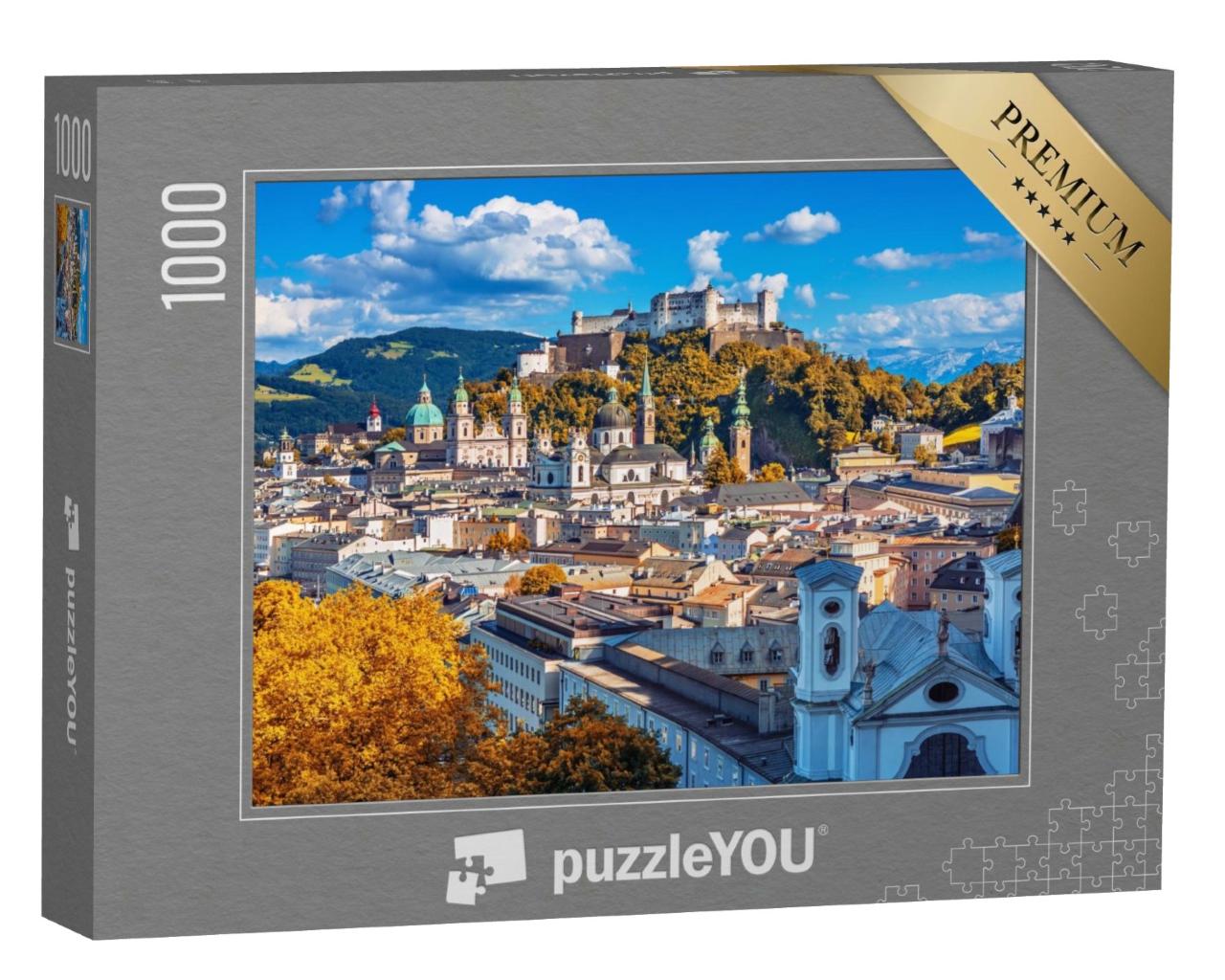 Puzzle de 1000 pièces « Skyline de Salzbourg avec la forteresse Hohensalzburg en automne, Autriche »