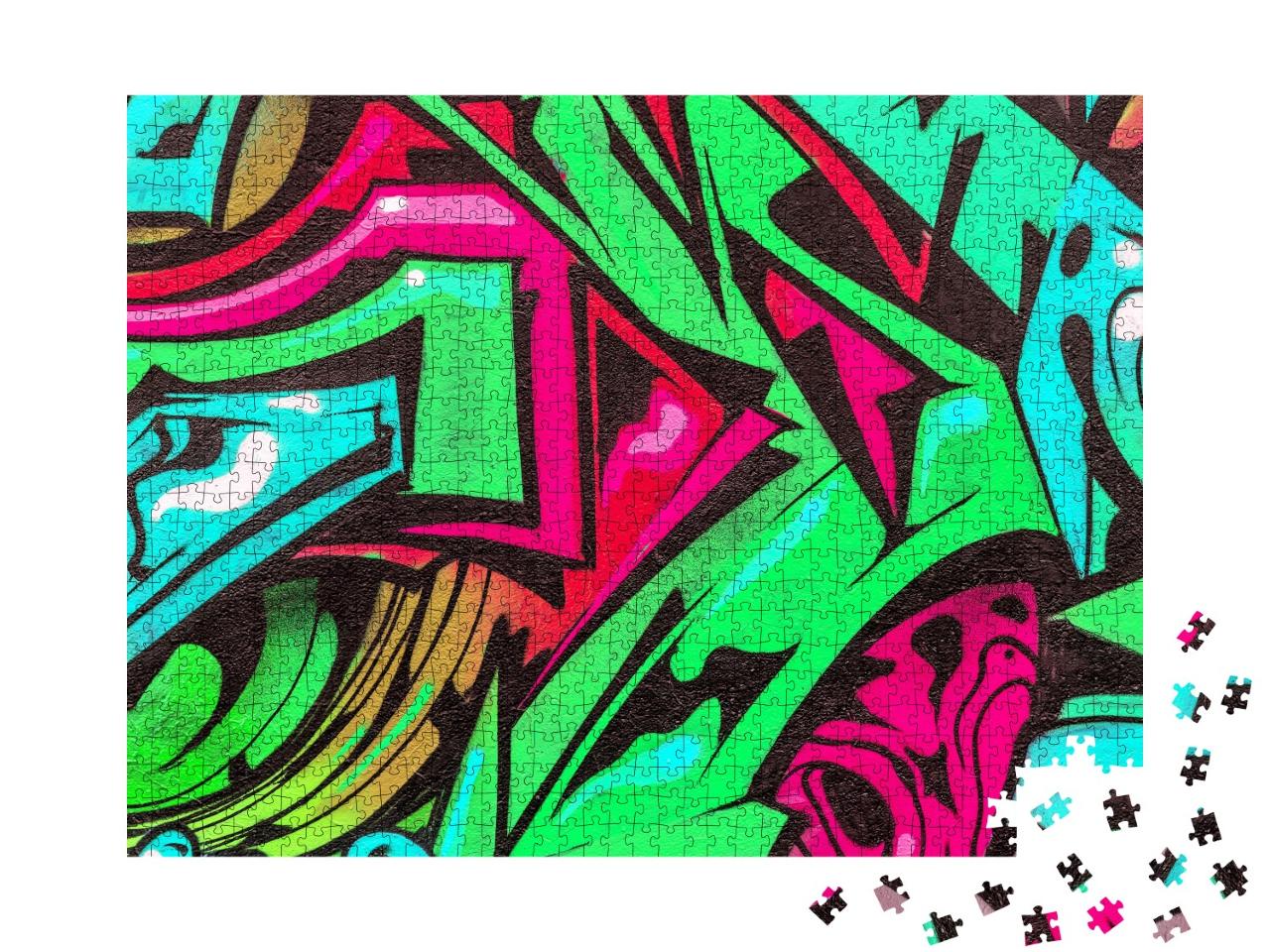 Puzzle de 1000 pièces « Graffiti en rose et vert »