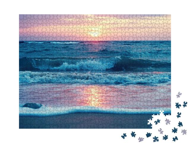 Puzzle de 1000 pièces « Lever de soleil sur la plage de Waimanalo à Oahu, Hawaii »