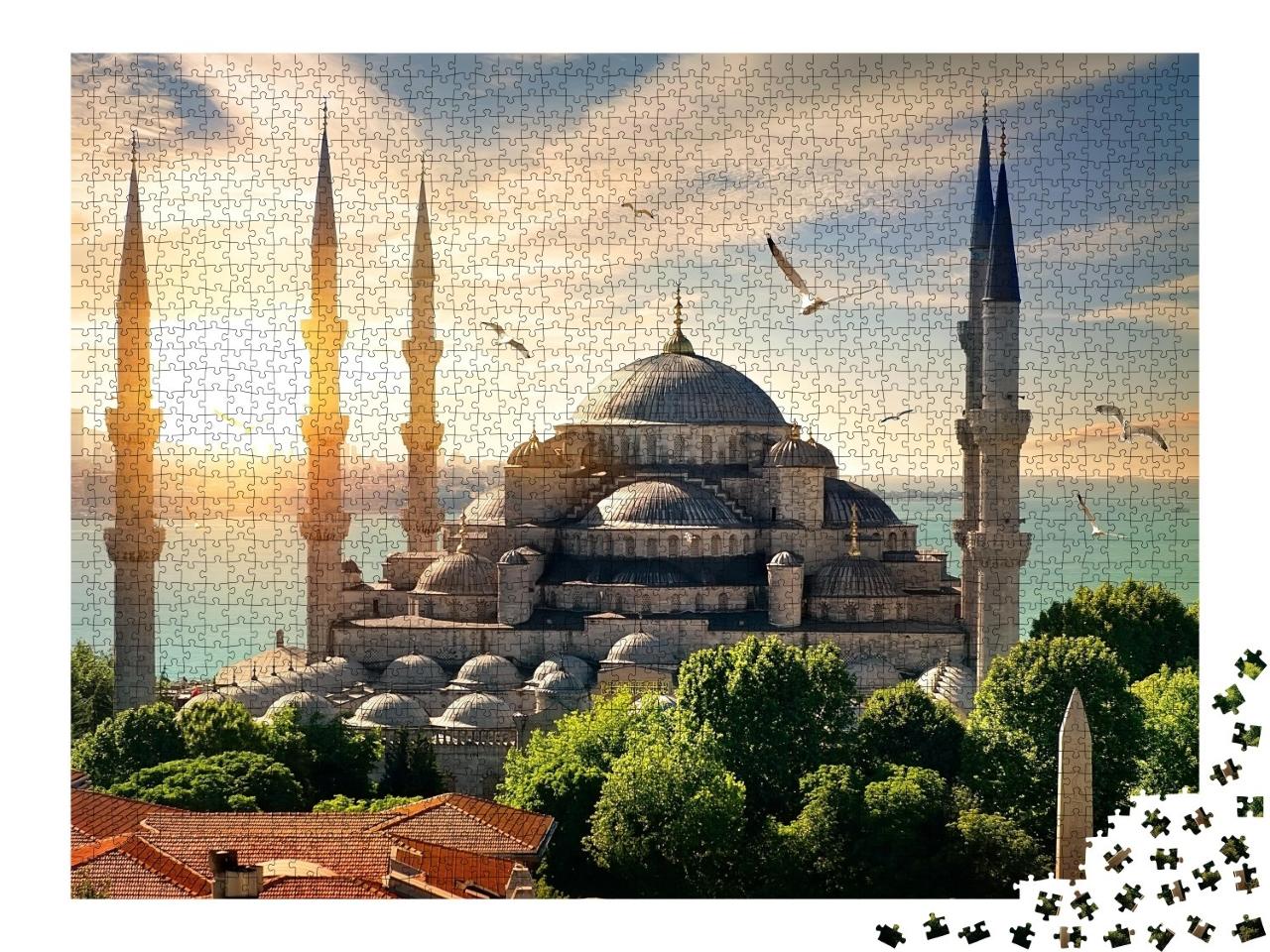 Puzzle de 2000 pièces « Des mouettes au-dessus de la Mosquée bleue et du Bosphore à Istanbul »