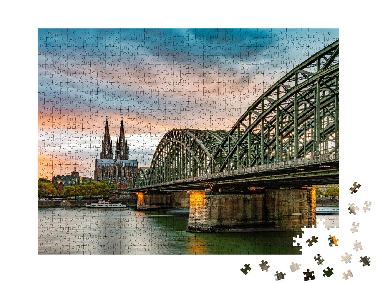 Puzzle de 1000 pièces « Célèbre pont Hohenzollern et cathédrale de Cologne, Allemagne »