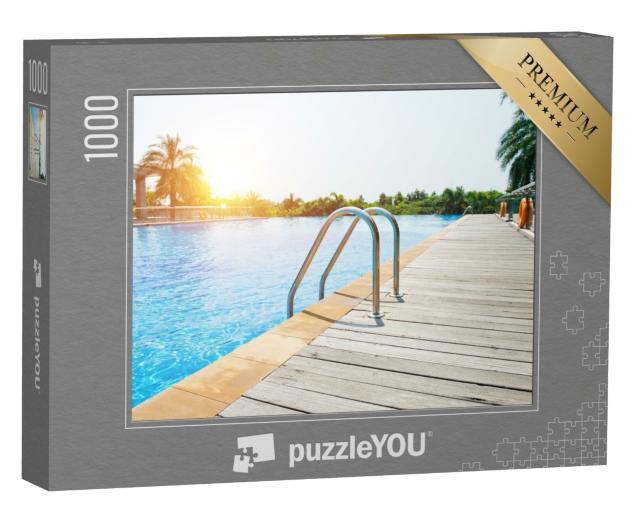 Puzzle de 1000 pièces « Une baignade dans la piscine le matin »