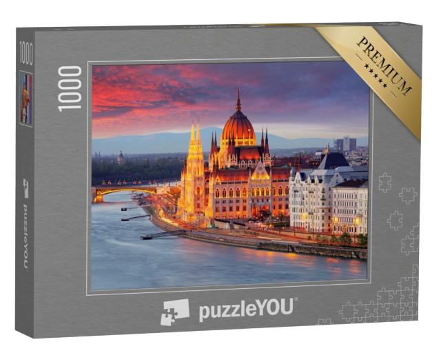 Puzzle de 1000 pièces « Parlement hongrois, Budapest au coucher du soleil »