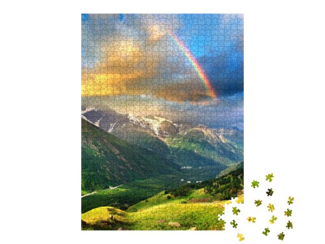 Puzzle de 1000 pièces « Arc-en-ciel au-dessus des montagnes »