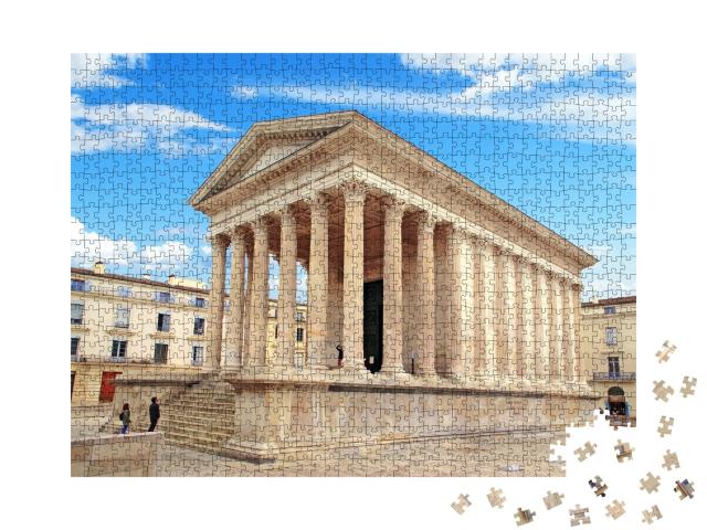 Puzzle de 1000 pièces « La fameuse maison carrée, vestige romain à Nîmes en Occitanie, France. »