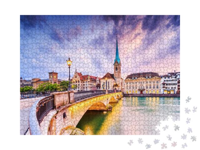 Puzzle de 1000 pièces « Centre-ville historique de Zurich sur la Limmat »