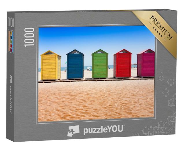 Puzzle de 1000 pièces « Cabines de plage colorées sur la plage de Patacona, Valence »