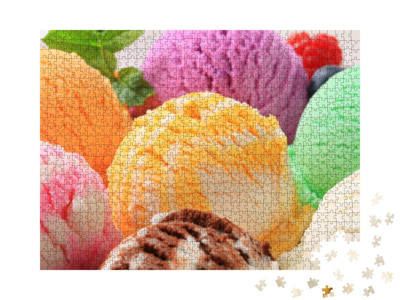 Puzzle de 1000 pièces « Des boules de glace colorées, prêtes à être dégustées »