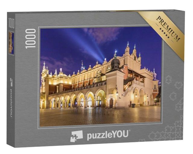 Puzzle de 1000 pièces « Sukiennice sur le marché central de nuit, Cracovie, Pologne »