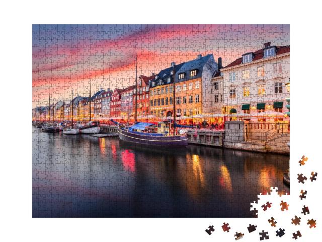 Puzzle de 1000 pièces « Canal Nyhavn à Copenhague au Danemark »