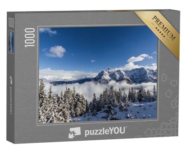 Puzzle de 1000 pièces « Paysage hivernal dans les Alpes tyroliennes au glacier de Stubai »