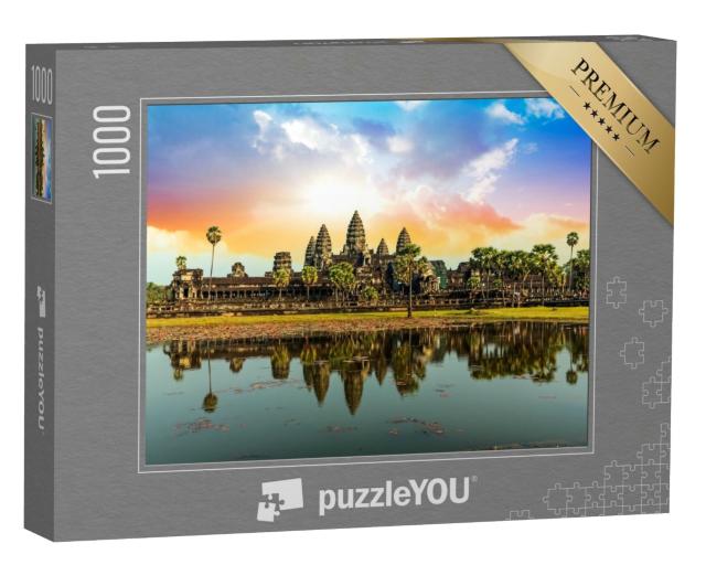 Puzzle de 1000 pièces « Lever de soleil coloré à Angkor Vat, Cambodge »