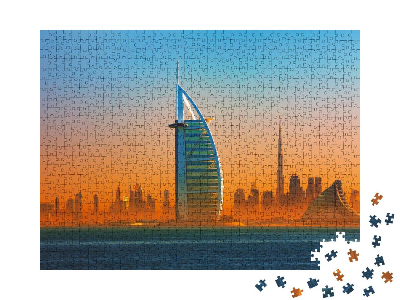 Puzzle de 1000 pièces « L'horizon du centre-ville et la célèbre plage de Jumeirah, Dubaï »
