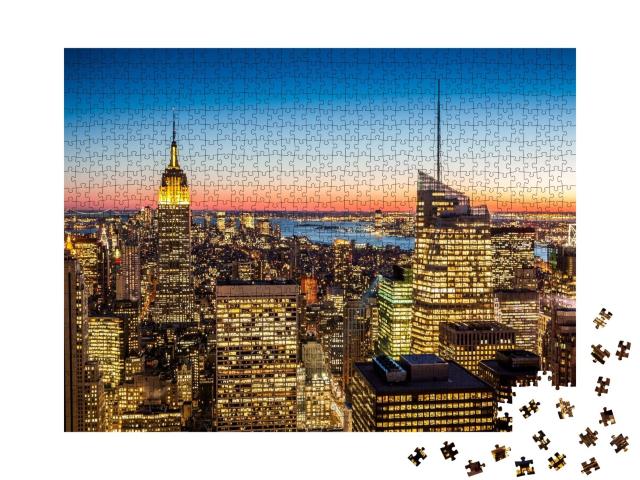 Puzzle de 1000 pièces « Lumières de lac à New York »
