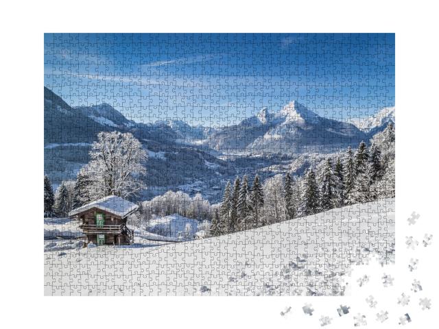 Puzzle de 1000 pièces « Berchtesgaden et le massif du Watzmann en hiver, Allemagne »