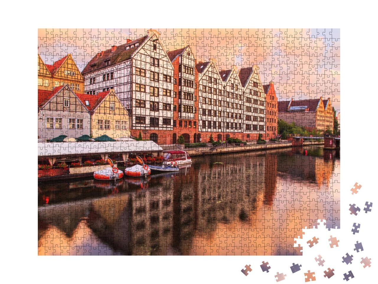 Puzzle de 1000 pièces « Vieille ville de Gdansk avec la rivière Motlava, Pologne »